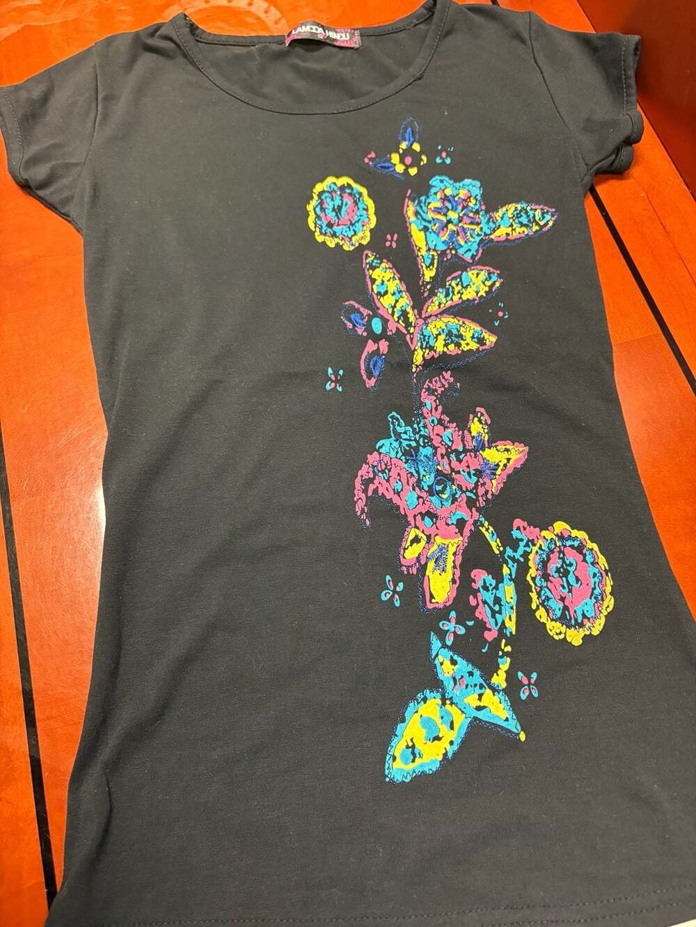 Amoda Hindu Black Graphic T-Shirt Floral Print